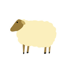 Minimalist vector illustration of a sheep with a fluffy look. Great for farm scenes, children’s books, wool industry content, or educational projects