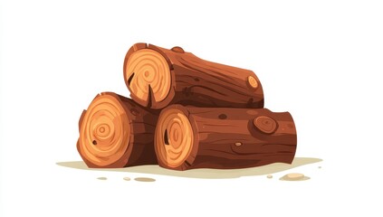 Three stacked logs of reddish-brown wood, resting on a light-colored surface