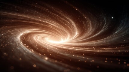 Cosmic whirlpool of light and particles in a dark space setting. Radiant energy passage.