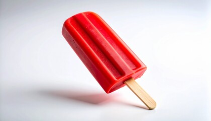 Red popsicle ice cream isolated on white background 