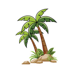 isolated elemennt of green coconut tree