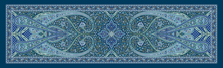 Elegant Kalamkari Inspired Digital Shawl Print &ndash; Vibrant Indian Textile Art