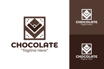 Elegant Chocolate Brand Logo Design in Brown and White with Creative Shape