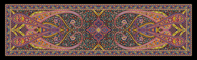 Colorful Kani Kalamkari Shawl Design &ndash; Vintage Paisley Patchwork Print