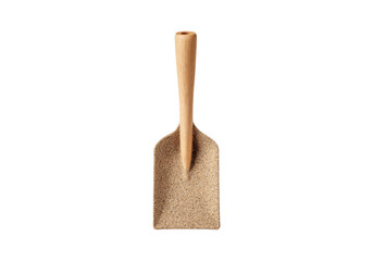 Small wooden and sand-colored shovel gardening tool