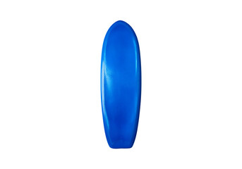 Vibrant blue surfboard isolated on black background