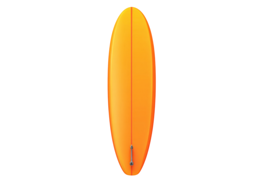Bright orange surfboard isolated on black background