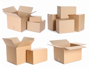 Cardboard boxes isolated white background