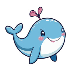 Adorable Whale Character – Cute Marine Animal Drawing - Whale Cartoon Art