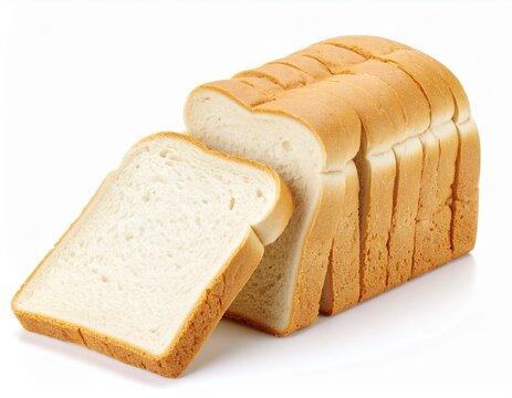 Loaf sliced white bread isolated white background