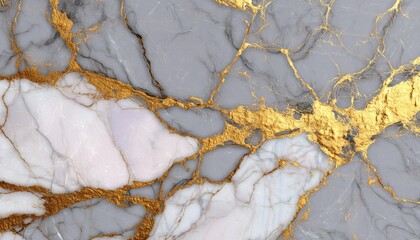 Gray and white marble texture with gold veining, showcasing a luxurious and elegant aesthetic.  The gold accents are prominent, creating a dramatic contrast against the cool tones of the stone
