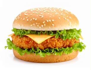 Burger chicken burger with chees isolated on a white background