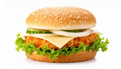 Burger chicken burger with chees isolated on a white background