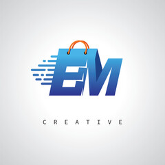 EM Monogram Shopping Logo – Creative Vector Design for E-commerce & Retail Branding