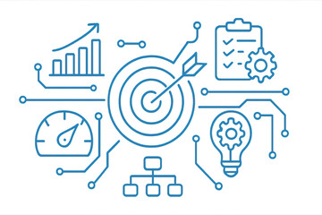 Simple Tech Blueprint Illustrating Iconic Strategy and Innovation Concepts