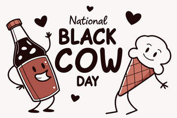 NATIONAL BLACK COW DAY vector illustration