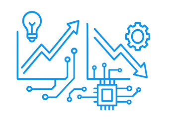 Technology Lines and Icons Showcasing Innovation and Growth