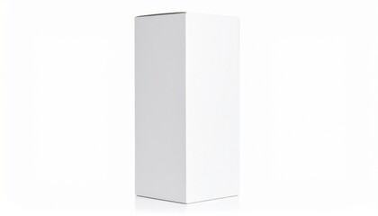 Blank white tall cardboard box isolated on white background
