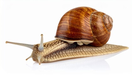 Land snail isolated on white background