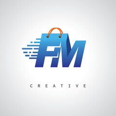 FM Monogram Shopping Logo – Creative Vector Design for E-commerce & Retail Branding