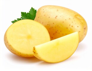 A sliced potato isolated on white background 