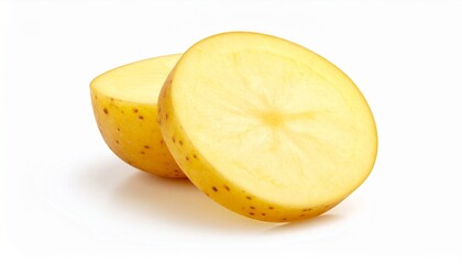 A sliced potato isolated on white background 