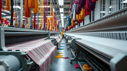 Weaving machines and yarn production in textile factories