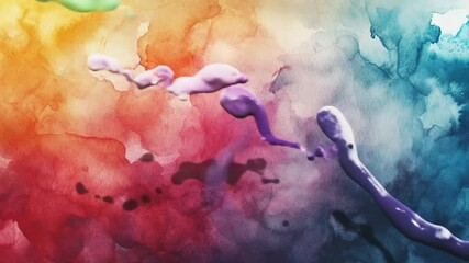 Mesmerizing liquid paint streams against dynamic gradient watercolors background - Powered by Adobe