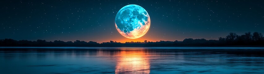 Stunning moonlit lake landscape