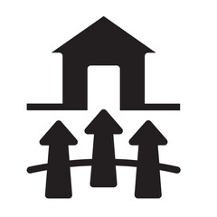 Naklejka premium House with arrows pointing upward, symbolizing energy efficiency and insulation.