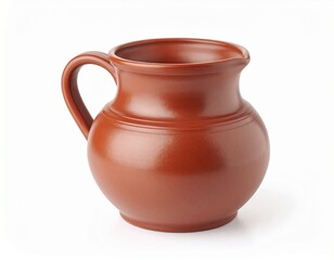 Clay brown jug isolated on white background
