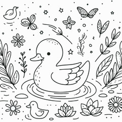 Obraz premium coloring book illustration of duck