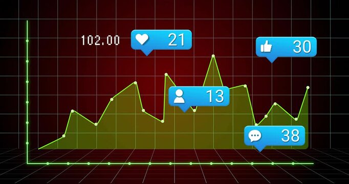 Neon grid plotting data point sparking lime graph growing updating blue bubbles tracking engagement