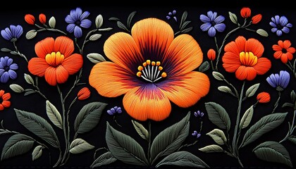 Vibrant floral design on dark background