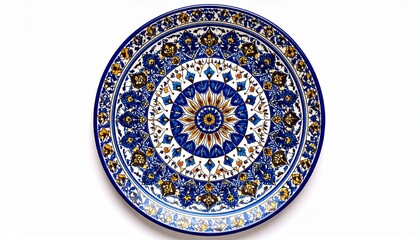 Naklejka premium Painted ceramic plate isolated on white background 