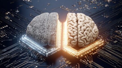 Human Brain and AI Chip Interaction on Digital Circuit Background