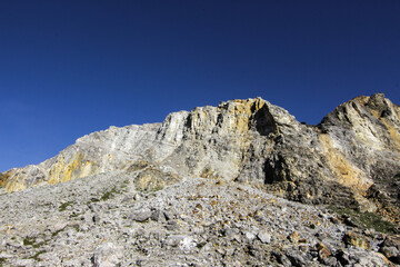 scenery volcano papandayan mountain with summer blue sky at Garut West Java Indonesia 
