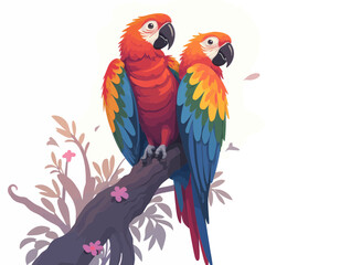 Fototapeta premium Colorful Birds Perched On A Branch