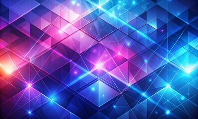 Blue violet purple fuchsia magenta pink abstract background. Geometric shape pattern. Color gradient. Line triangle corner mosaic. Bright neon, vibrant light glow. Grain noise mesh. 