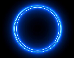 Neon blue circle on black background