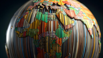 Colorful World Map Globe Abstract 3D Illustration