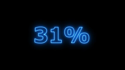 31% progress. glowing 31 percent number illustration. 