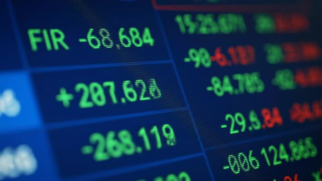 Stock market display data numbers