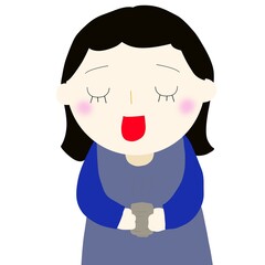 お茶でほっと一息する女性