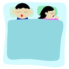 布団で仲良く就寝する夫婦