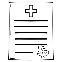 Fototapeta premium healthcare bill illustration hand drawn outline vector