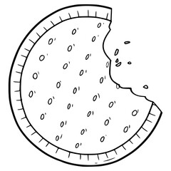Marie biscuit gets bite illustration hand drawn outline vector
