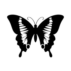 Butterfly vector illustration, black and white butterfly image for graphic design and decoration needs silhouette