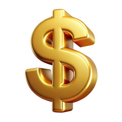 Obraz premium Golden Dollar Sign Symbol 3d icon in cartoon plastic style minimal isolated on transparent white background, clipping path