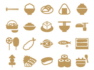 和食メニューアイコンのセット_コルク模様